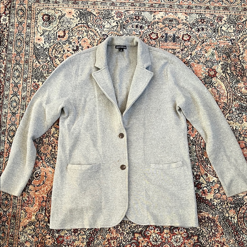 J Crew Women's Gray Sweater Blazer Sz L